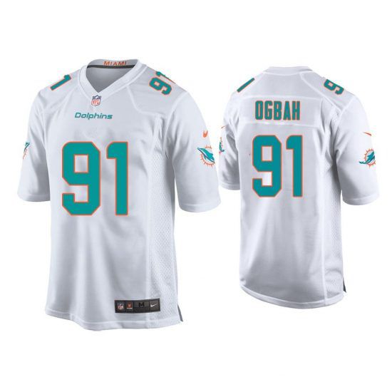 Men Miami Dolphins 91 Emmanuel Ogbah Nike White Game NFL Jersey